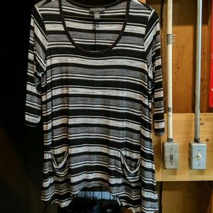 Grey and black striped womens blouse